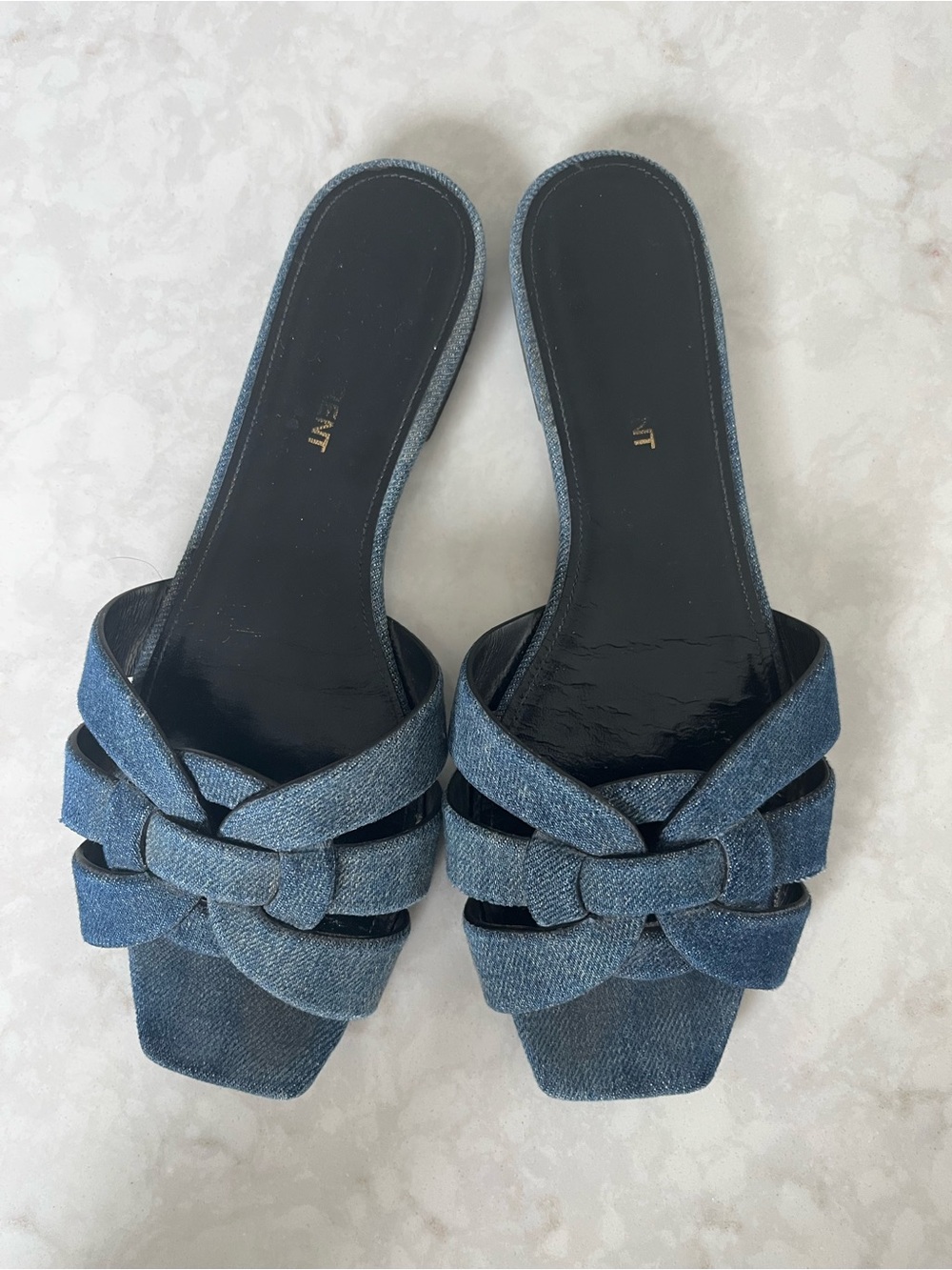 Saint Laurent Denim tribute sandals - size 37